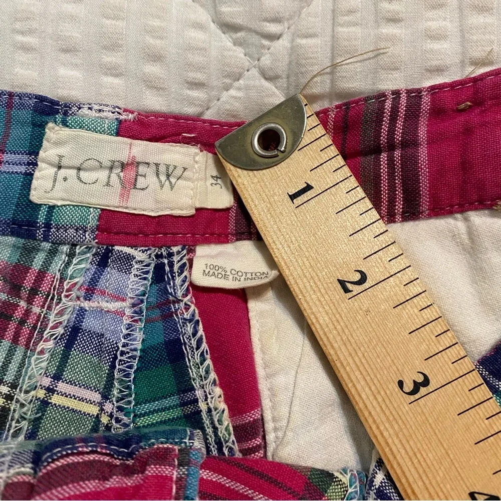 J. Crew Vintage Madras Patchwork Plaid Cotton Preppy Nautical Men’s Shorts 34